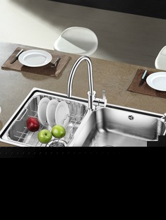 高档拉丝双槽厨盆