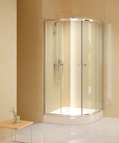 弧扇形双移门简易淋浴房