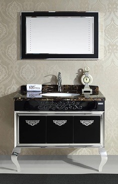 黑色压花不锈钢落地式浴室柜