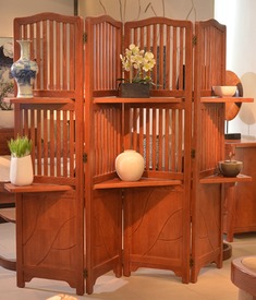 4扇门360度旋转实木屏风