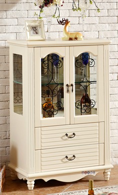 复古象牙白酒柜