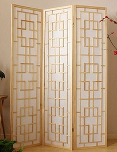 实木无纺布折叠屏风