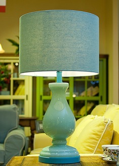 纯色亚麻布艺玻璃台灯