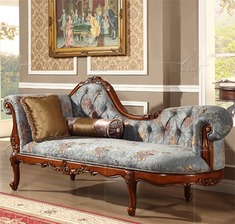 橡胶木雕花贵妃椅