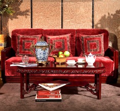 客厅U型花梨木三人沙发组合