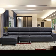 联邦家具可调节头枕真皮沙发