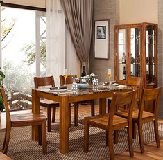 大理石实木餐桌