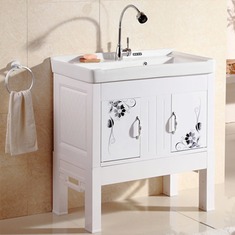 贵臣卫浴纯白落地洗衣柜