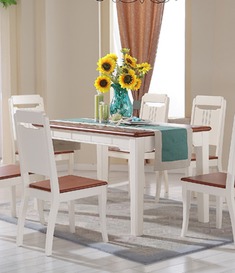 环保圆角设计的6人餐桌椅