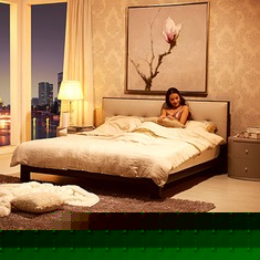 顾家皮艺双人实木床