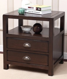 圆角设计卧室实木储物床头柜