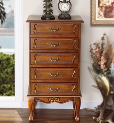 雅居格实木雕花五斗柜