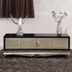 实木贴箔雕花电视柜