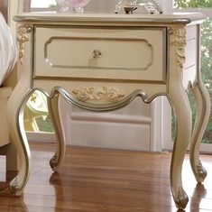 象牙白手工雕花床头柜