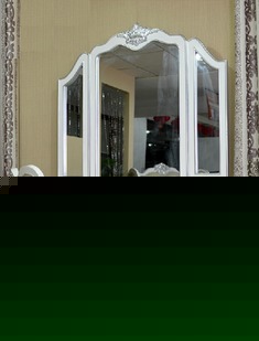 白色银箔实木梳妆台