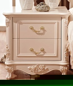 荷花白橡木描粉雕花床头柜