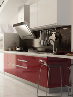 炫红色复合板整体橱柜