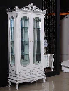 紫晨海阁实木雕花双门酒柜