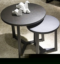 创意小圆桌水曲柳茶几