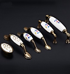 威士陶瓷雕花锌合金橱柜拉手