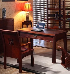 书房线条饱满中式书桌