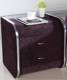紫色布艺植绒床头柜
