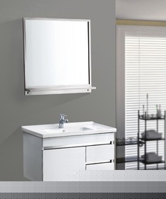 悬挂式白色浴室柜