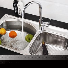 一体成型不锈钢双槽套装