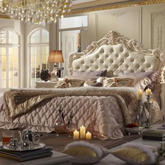 实木雕花储物床