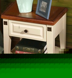 长方形双色实木床头柜