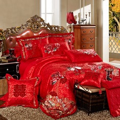 刺绣婚庆花饰四件套