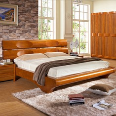 橡木柚木色双人床