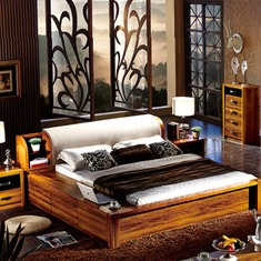 纯实木高箱卧房储物床