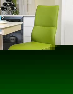 无扶手绿色皮艺餐椅