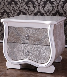 白色提花布艺床头柜