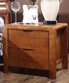 全实木床头柜棕色