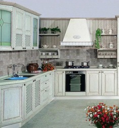 L形水曲柳实木整体橱柜