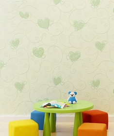 卡通爱心环保透气儿童房壁纸