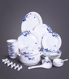兰馨花卉青花瓷碗具套装