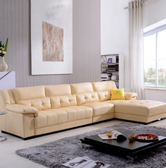 L形转角简约百搭牛皮沙发组合