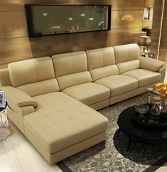 强透气高回弹现代真皮沙发