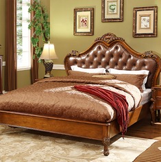 纯手工实木雕花双人床