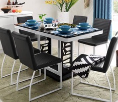 黑色钢化玻璃餐桌套装