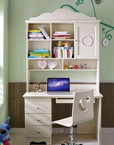 荷花白田园儿童书桌书柜组合