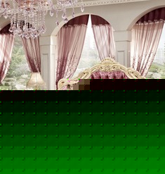 雕花描金双人床