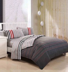 全棉条纹床上套件