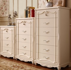 仿古白色雕花欧式四斗柜