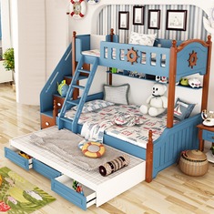 进口白橡木儿童高低床组合