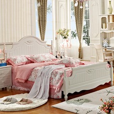 多功能欧式田园双人床三件套