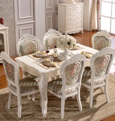 多功能长方形餐厅一桌四六椅组合